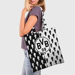 Сумка-шопер Borussia черно белые люди, цвет: 3D-принт — фото 2