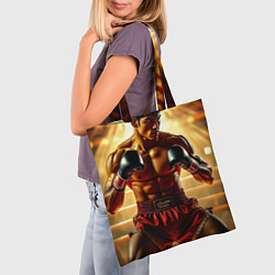 Сумка-шопер Боец муай-тай в ринге, цвет: 3D-принт — фото 2