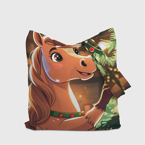 Сумка-шоппер Лошадка наряжает елку / 3D-принт – фото 2