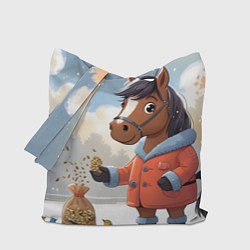 Сумка-шопер Лошадка на зимней прогулке, цвет: 3D-принт