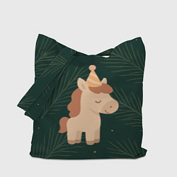 Сумка-шопер Милая лошадка с колпаком, цвет: 3D-принт