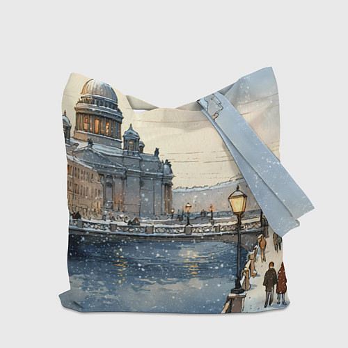 Сумка-шоппер Санкт-Петербург снежный день / 3D-принт – фото 2