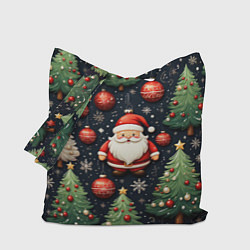 Сумка-шоппер Новый год паттерн Дед мороз