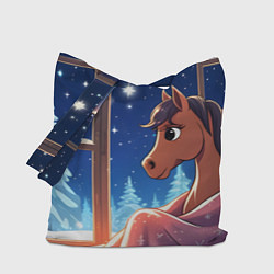Сумка-шоппер Лошадка зимней звездной ночью