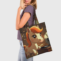 Сумка-шопер Лошадка и музыкальные пластинки, цвет: 3D-принт — фото 2