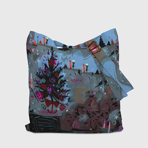 Сумка-шоппер Кошка празднует Новый год / 3D-принт – фото 2