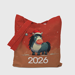 Сумка-шопер Новый год - лошадка 2026, цвет: 3D-принт