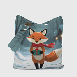 Сумка-шопер Лисичка с подарком зимой, цвет: 3D-принт