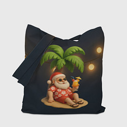 Сумка-шопер Санта чиллит под пальмой, цвет: 3D-принт