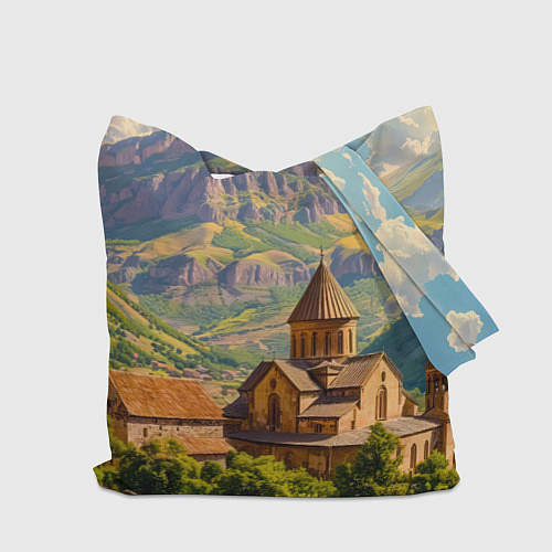 Сумка-шоппер Горный покой: храм среди облаков / 3D-принт – фото 2