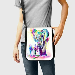 Сумка на плечо Акварельные слоны, цвет: 3D-принт — фото 2