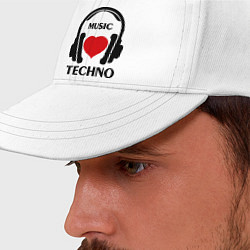 Бейсболка Techno Music is Love, цвет: белый — фото 2