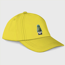Бейсболка Прикольный котяра в зимней лыжной шапке Cutie, цвет: желтый