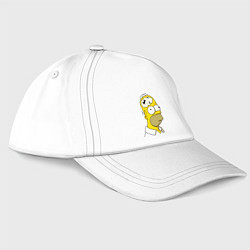 Бейсболка Гомер Симпсон - нет подключения к интернету, цвет: белый
