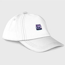 Бейсболка Ретро кассета магнитофонная глитч, цвет: белый