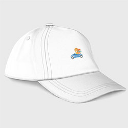 Бейсболка Лев и тигр в авто, цвет: белый