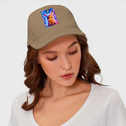 Бейсболка Пушистый милый Пикачу - нейроарт, цвет: миндальный — фото 2