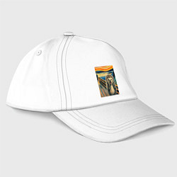 Бейсболка Ёжик кричит на картине Эдварда Мунка - мем искусст, цвет: белый