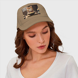 Бейсболка Кот и рамен, цвет: миндальный — фото 2