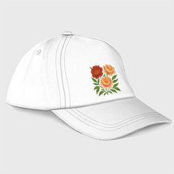 Бейсболка Пионы гладью, цвет: белый