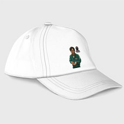 Бейсболка Игра в кальмара - игрок 456 с кубиками, цвет: белый