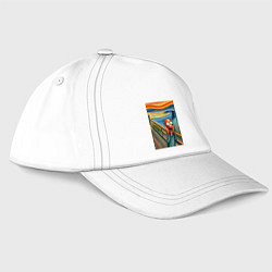 Бейсболка Zoidberg screams on a Edvard Munchs painting - mem, цвет: белый