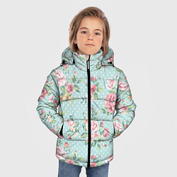 Куртка зимняя для мальчика Цветы ретро 1, цвет: 3D-светло-серый — фото 2