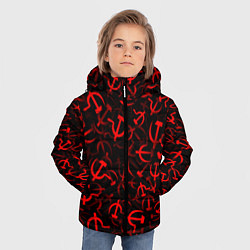 Куртка зимняя для мальчика Серп и молот 2, цвет: 3D-светло-серый — фото 2