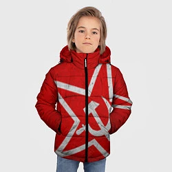 Куртка зимняя для мальчика Флаг СССР: Серп и Молот, цвет: 3D-черный — фото 2
