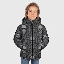 Куртка зимняя для мальчика Ажурные черепа, цвет: 3D-черный — фото 2