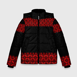 Куртка зимняя для мальчика Славянский орнамент (на чёрном), цвет: 3D-светло-серый