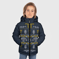 Куртка зимняя для мальчика Новогодний свитер Чужой, цвет: 3D-светло-серый — фото 2