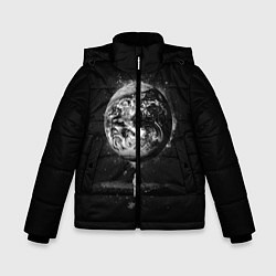 Куртка зимняя для мальчика Взгляд на землю, цвет: 3D-черный