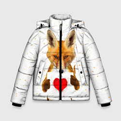 Куртка зимняя для мальчика Влюбленная лиса, цвет: 3D-черный