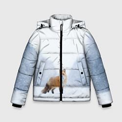 Куртка зимняя для мальчика Лиса на снегу, цвет: 3D-черный