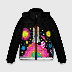 Куртка зимняя для мальчика Космос, цвет: 3D-черный