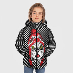 Куртка зимняя для мальчика Котик в шапке!, цвет: 3D-черный — фото 2