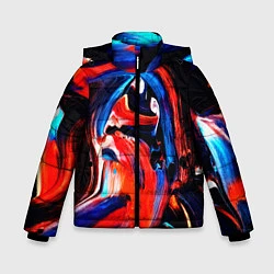 Куртка зимняя для мальчика Узоры красок, цвет: 3D-черный
