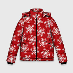 Куртка зимняя для мальчика Новогодние Снежинки, цвет: 3D-черный
