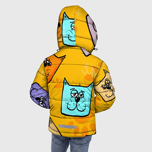 Зимняя куртка для мальчика Котики / 3D-Светло-серый – фото 4