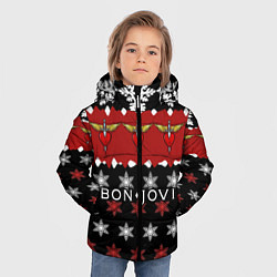 Куртка зимняя для мальчика Праздничный Bon Jovi, цвет: 3D-красный — фото 2