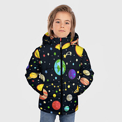 Куртка зимняя для мальчика Солнечная система, цвет: 3D-черный — фото 2