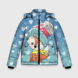 Куртка зимняя для мальчика Зимняя лисичка, цвет: 3D-черный