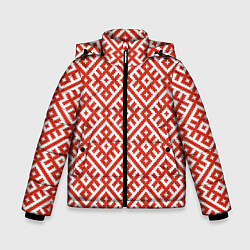 Куртка зимняя для мальчика Обережная вышивка, цвет: 3D-черный