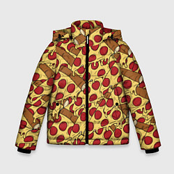 Куртка зимняя для мальчика Любитель пиццы, цвет: 3D-черный