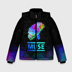 Куртка зимняя для мальчика Muse: Neon Flower, цвет: 3D-черный