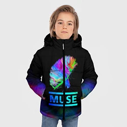 Куртка зимняя для мальчика Muse: Neon Flower, цвет: 3D-черный — фото 2