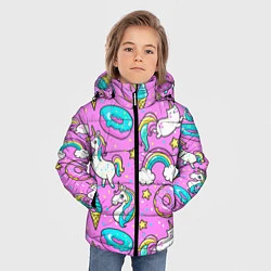 Куртка зимняя для мальчика Сказочные единороги, цвет: 3D-черный — фото 2