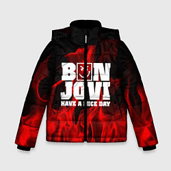 Куртка зимняя для мальчика Bon Jovi: Have a nice day, цвет: 3D-светло-серый