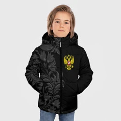 Куртка зимняя для мальчика Герб России и орнамент, цвет: 3D-черный — фото 2